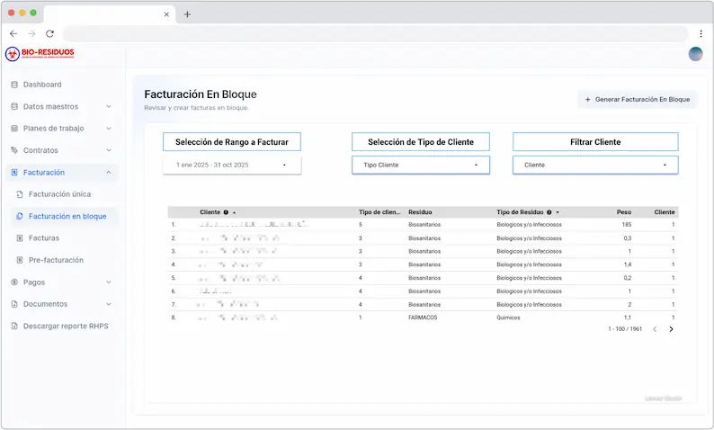 Imagen de la funcionalidad Integración Contable y Facturación Masiva